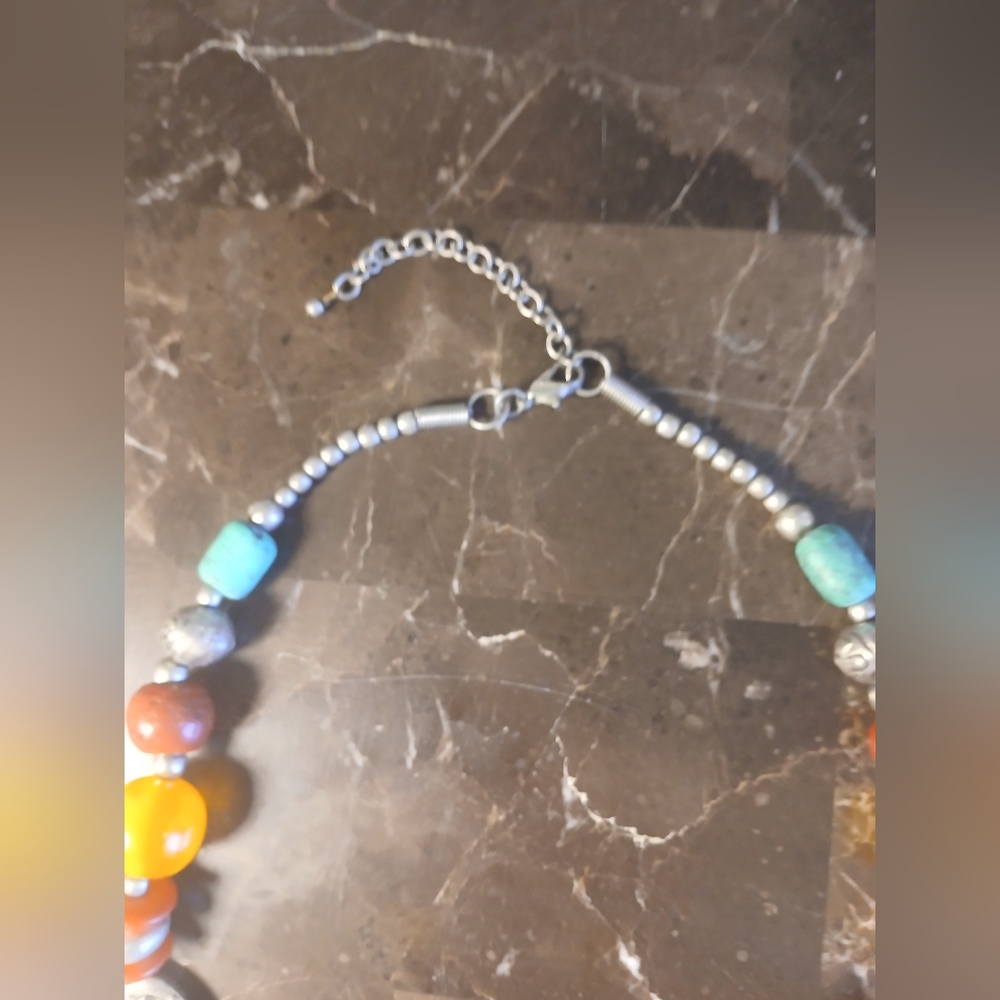 Artisan Silver And Turquoise Statement Necklace - image 4